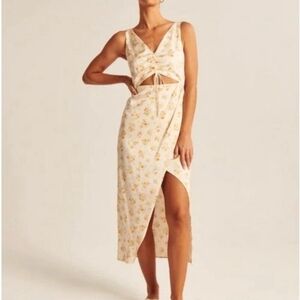 Abercrombie & Fitch Floral  Sleeveless Midi Dress with High Slit Women's XS